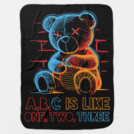 Neon ABC Teddy Bear Babydecke