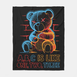 Neon ABC Teddy Bear Fleecedecke
