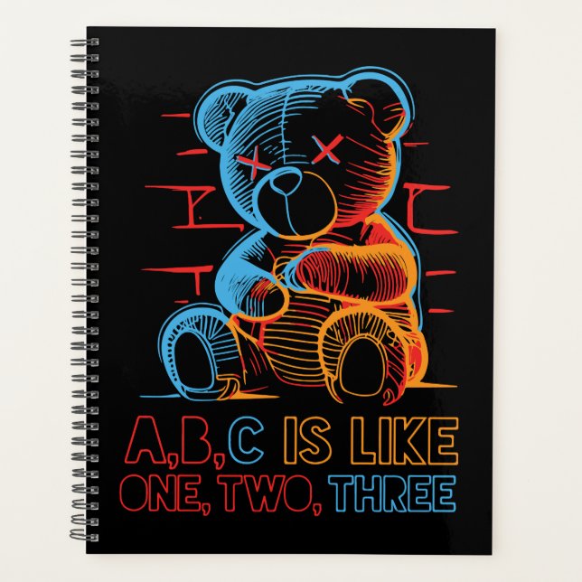 Neon ABC Teddy Bear Planer (Vorderseite)