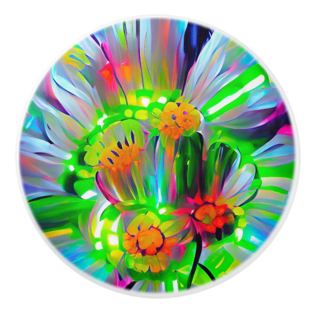 Neon Abstrakt Daisis mit Vivid Colors Keramikknauf (Vorderseite)