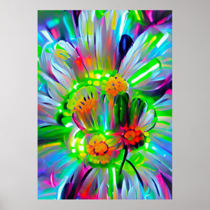 Neon Abstrakt Daisis mit Vivid Colors Poster