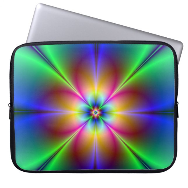 Neon Abstrakt Daisy Notebook-Computer-Sieb Laptopschutzhülle (Vorderseite)