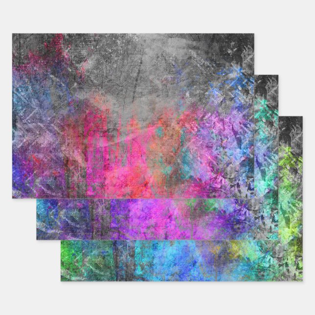 Neon Abstrakt Geschenkpapier Set (Set)