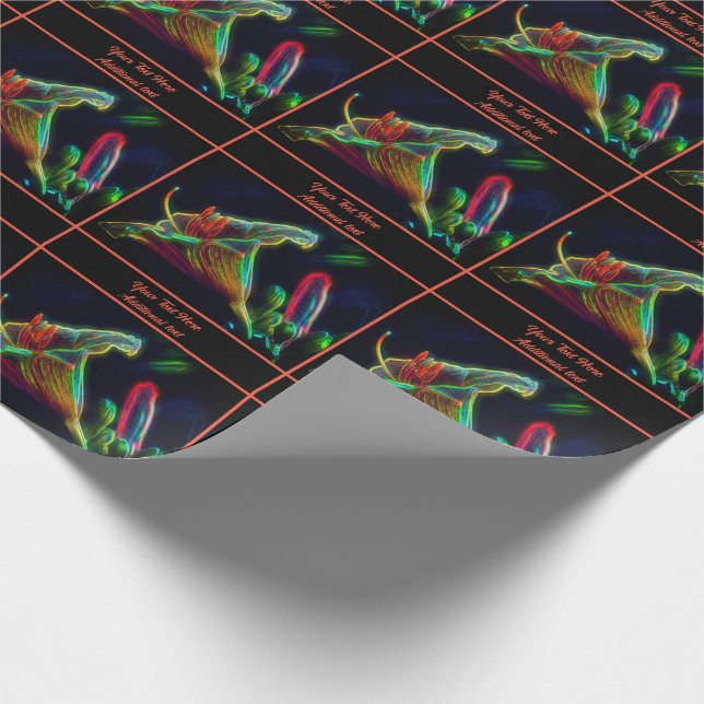 Neon Abstrakt Lily Blume Personalisiert Geschenkpapier (Ecke)