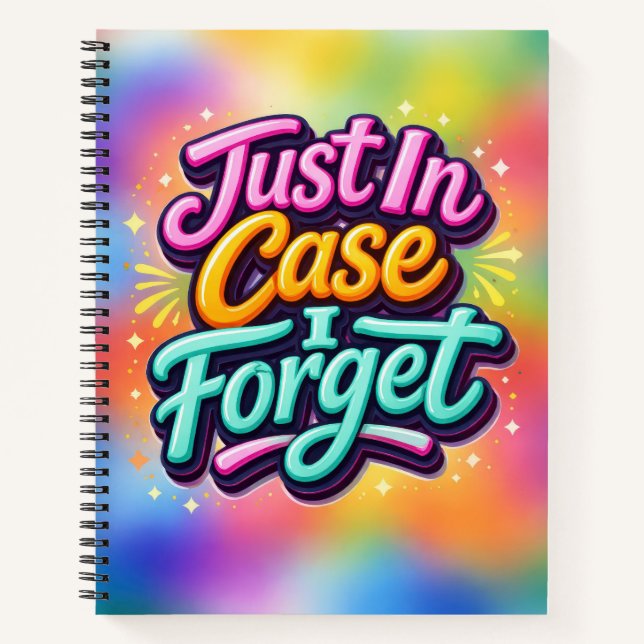 Neon-Abstrakt mit lustigem Text Notizbuch (Vorderseite)