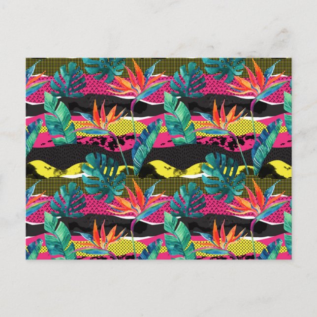 Neon Abstrakt Tropical Texture Pattern Postkarte (Vorderseite)