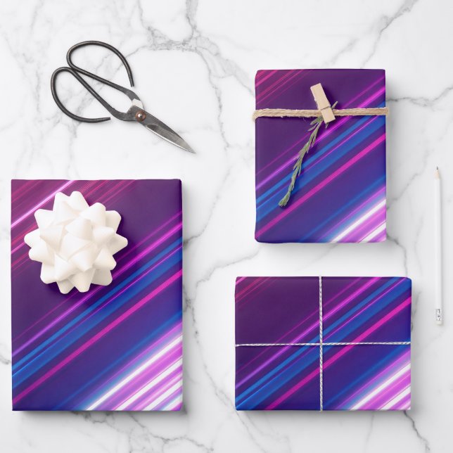 Neon-Abstraktes-Glow-Musterdesign Geschenkpapier Set (Vorderseite)