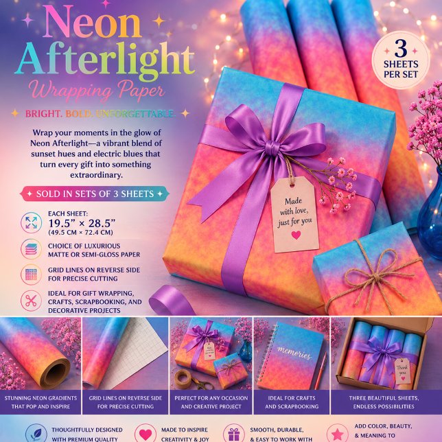 Neon Afterlight Geschenkpapier Set (Von Creator hochgeladen)