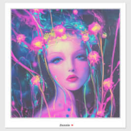 Neon Alien Goddess Aufkleber