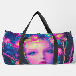 Neon Alien Goddess Duffle Bag