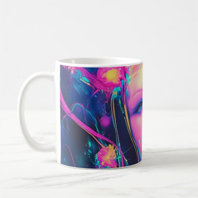 Neon Alien Goddess Kaffeetasse (Links)