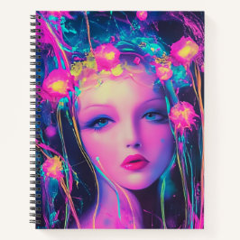 Neon-Alien-Göttin Notizbuch