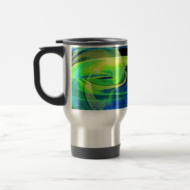 Neon Alien Landscape Abstrakt Reisebecher (Links)