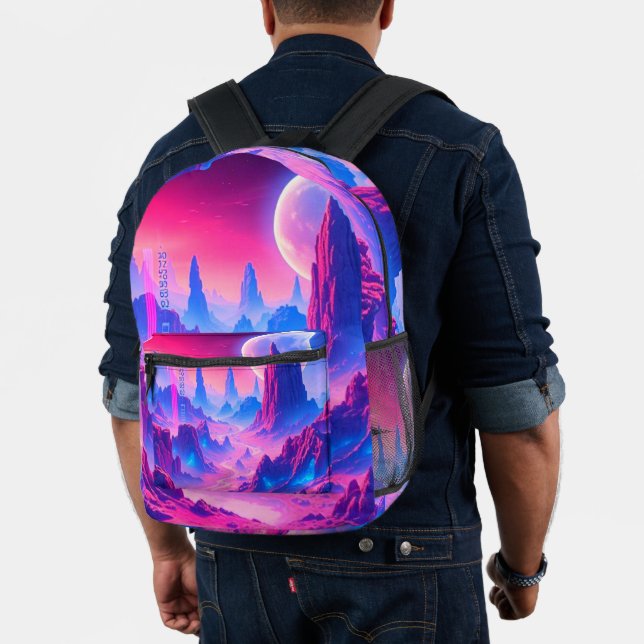 Neon Alien Planet Backpack Bedruckter Rucksack (Insitu (Modell))
