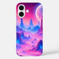 Neon Alien Planet iPhone 16 Coque | Sci-Fi Cosmic