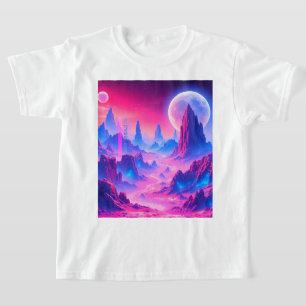 Neon Alien Planet Landscape   Sci-Fi Fantasy Art T-Shirt