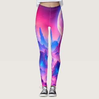 Neon Alien Planet Leggings | Aktivkleidung