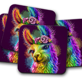 Neon Alpaca Animal | Fun Alpaca Cork Untersetzer S
