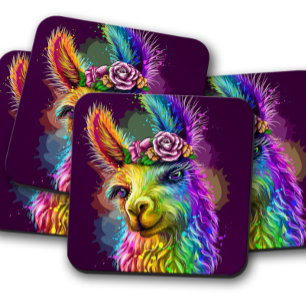 Neon Alpaca Animal Fun Alpaca Cork Untersetzer S