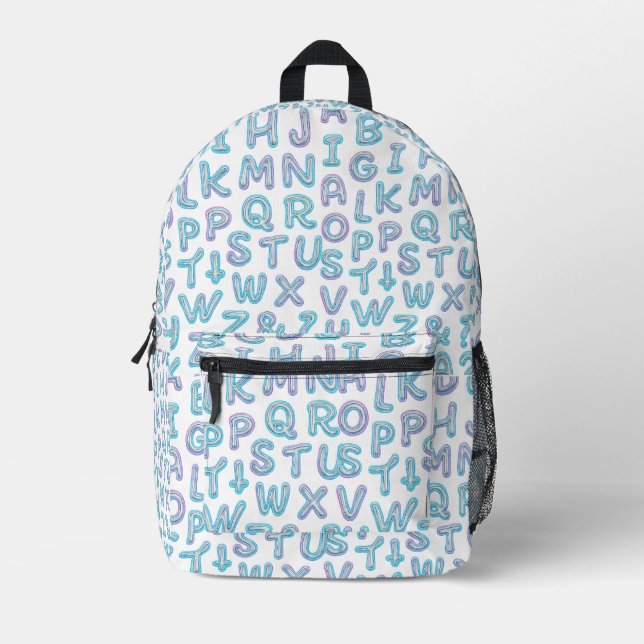 Neon Alphabet Letter Art Rucksack (Vorderseite)