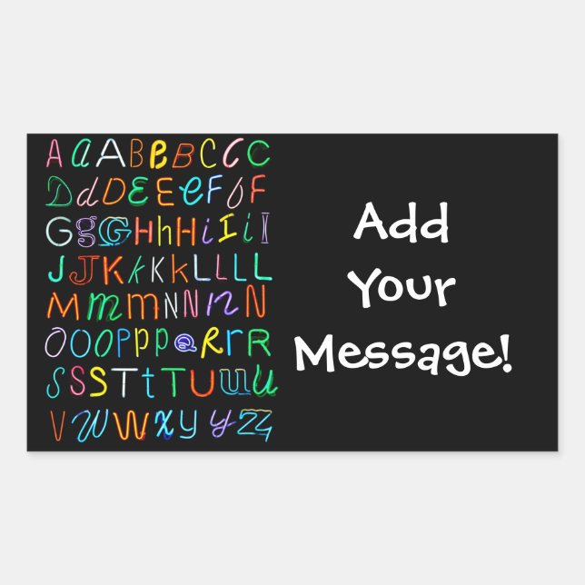 Neon Alphabet Rechteckiger Aufkleber (Vorderseite)