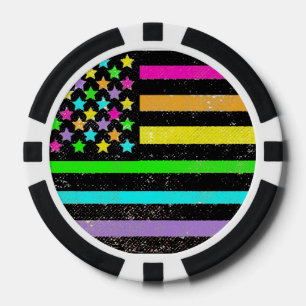 Neon American Flag, anpassbare Poker Chips
