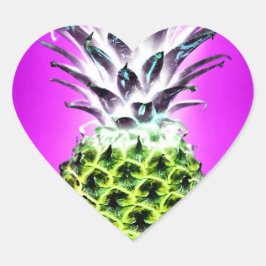 Neon Ananas farbenfrohe tropische Früchte Hawaii Herz-Aufkleber