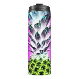 Neon Ananas farbenfrohe tropische Früchte Hawaii Thermosbecher