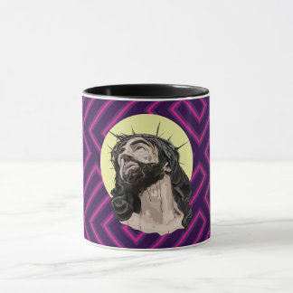 Neon Andean Pattern Jesus Christ Mug - Taza Cristo Tasse