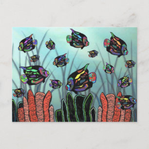 Neon Angelfish Coral Reef Postkarte