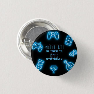 Neon Any Year Videospiele Geburtstag Button