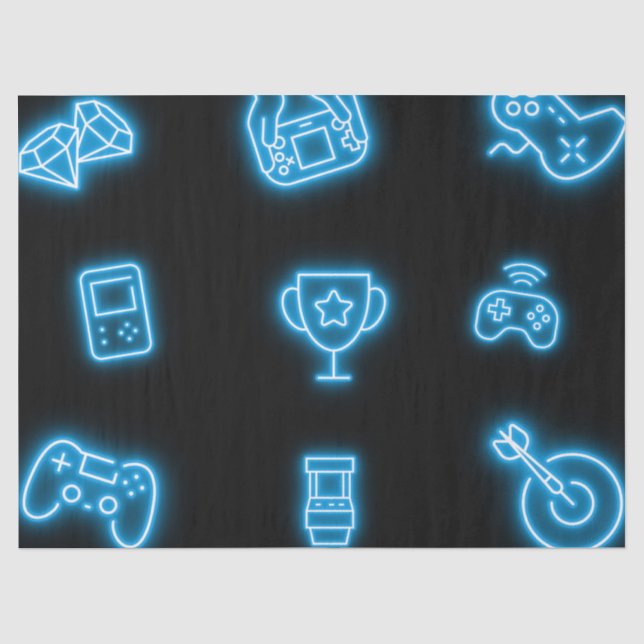 Neon Any Year Videospiele Geburtstag Seidenpapier (Vorderseite)