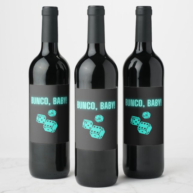Neon Aqua Bunco Baby Weinetikett (Flaschen)