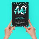 Neon Aquamarin Dreißig 40. Geburtstag Party Einladung<br><div class="desc">Laden Sie Freunde und Familie ein,  um Ihr 40-jähriges Party mit dieser aquamarinen Geburtstagsfeier von Neon 40 zu feiern.</div>