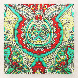 Neon arabesque Ornament: 80er Stil. Glasuntersetzer