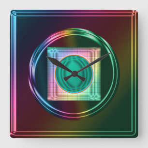 Neon, arc-en-ciel métallique, horloge Abstraite fu