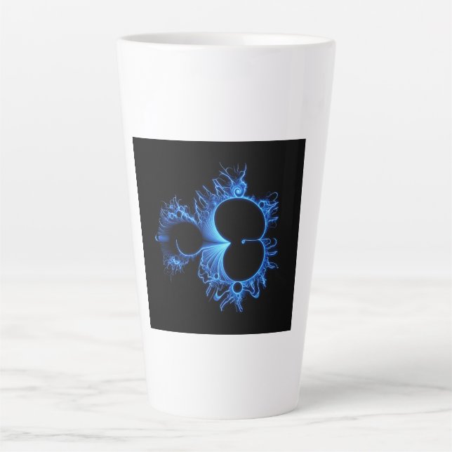 Neon Arktis Blau Mandebrot - Schwarzer Hintergrund Milchtasse (Vorderseite)