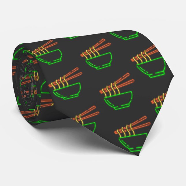 Neon Asian Noodle Bowl Krawatte (Gerollt)