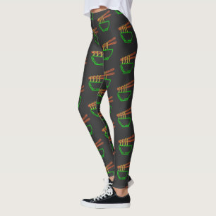 Neon Asian Noodle Bowl Pattern Leggings