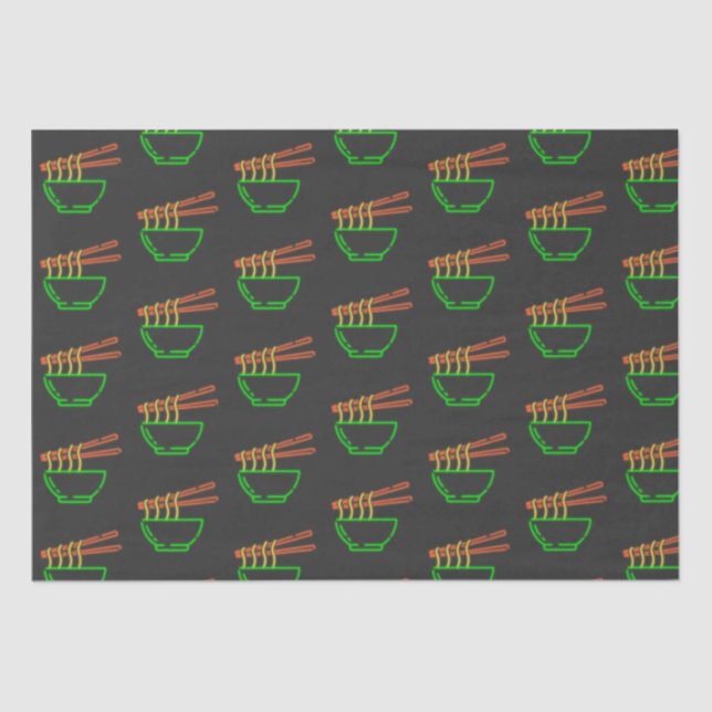 Neon Asian Noodle Bowl Pattern Seidenpapier (Vorderseite)