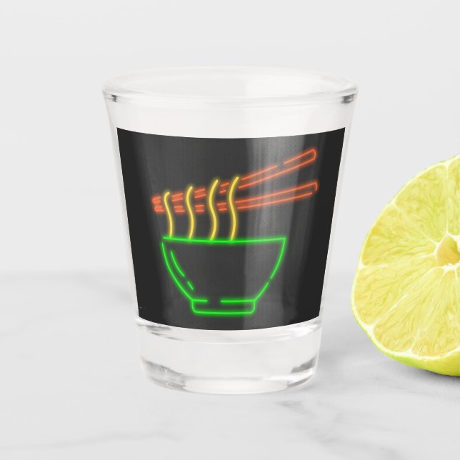 Neon Asian Noodle Bowl Schnapsglas (Vorderseite)