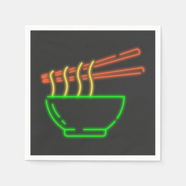 Neon Asian Noodle Bowl Serviette (Vorderseite)