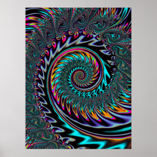 Neon-ästhetische Spirale Poster