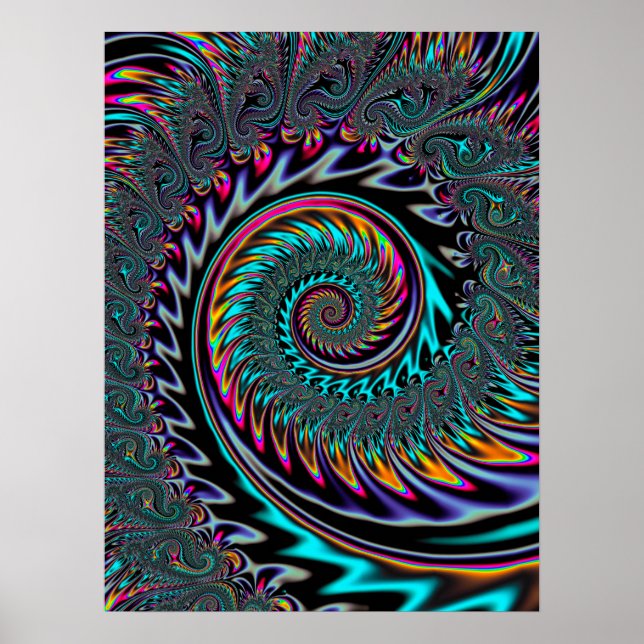Neon-ästhetische Spirale Poster (Vorne)