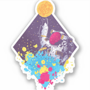 Neon Astronaut Graphics Cool Teen Trendy Lila Aufkleber