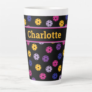 Neon auf schwarzem Pickleball, individuelle Name L Milchtasse