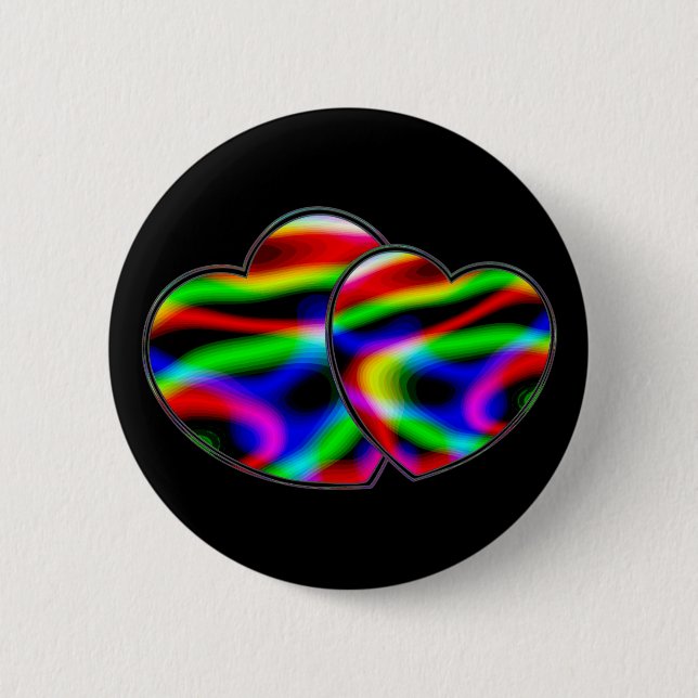 Neon Aurora Hearts Button (Vorderseite)