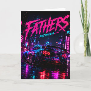 Neon-Auto-Vatertag-Grußkarte Karte