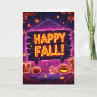 Neon Autumn Grußkarte 12x18 - Happy Herbstlaubs