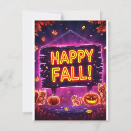 Neon Autumn Grußkarte 12x18 - Happy Herbstlaubs Postkarte